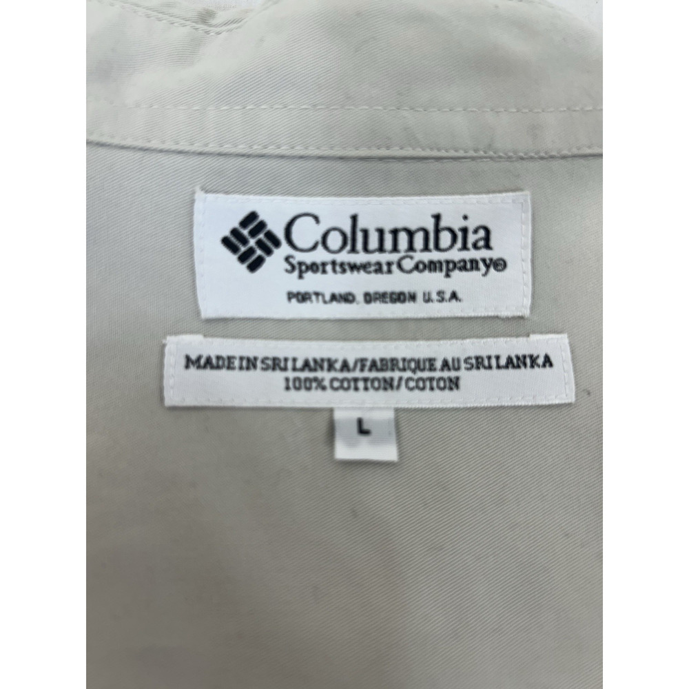 Fall Feather Hunt Columbia Mens Sz L Button Up Long S Shirt OutDoor Sport Khaki - Picture 6 of 7